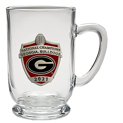 Heritage Pewter Georgia Bulldogs 2021-2022 National Champions 15 oz. Coffee Mug - Clear | Mug for Coffee, Beverages | Intricately Crafted Metal Pewter Inlay - 757 Sports Collectibles