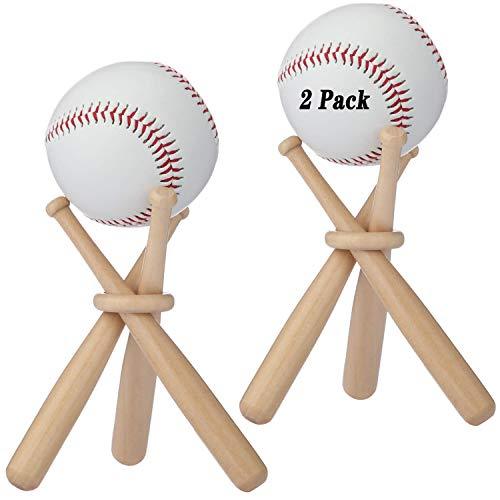 BaseGoal Wooden Baseball Softball Stand Display Consists of 3 Mini Baseball Bat and 1 Wooden Circles - 757 Sports Collectibles