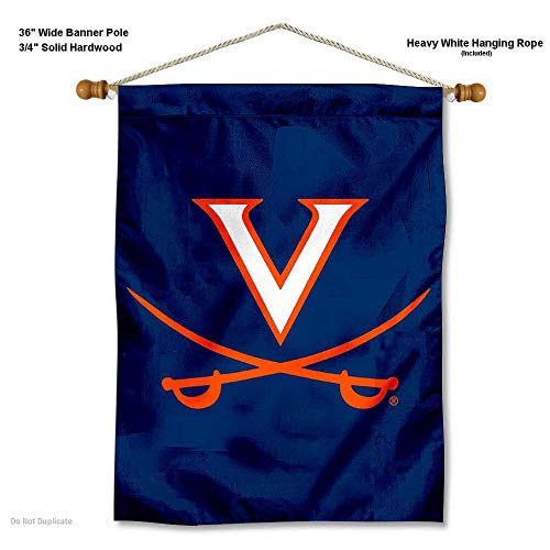 University of Virginia Banner Flag and Wood Banner Pole Set - 757 Sports Collectibles