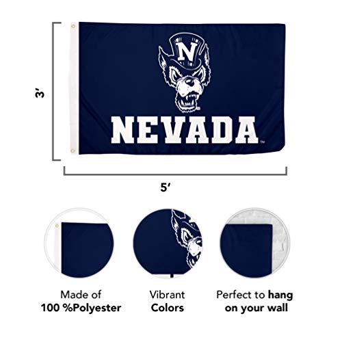 Desert Cactus University of Nevada Reno Flag UNR Wolf Pack Flags Banners 100% Polyester Indoor Outdoor 3x5 (Style 2) - 757 Sports Collectibles