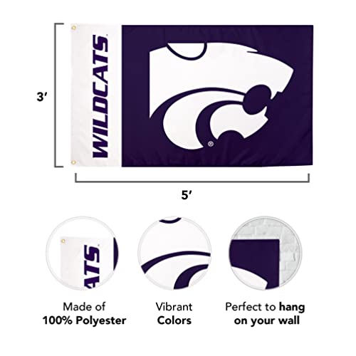 Desert Cactus Kansas State University Flag Wildcats K-State Flags Banners 100% Polyester Indoor Outdoor 3x5 (Team Name) - 757 Sports Collectibles
