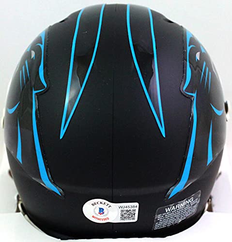 Luke Kuechly Autographed Carolina Panthers Flat Black Mini Helmet- Beckett WSil - 757 Sports Collectibles