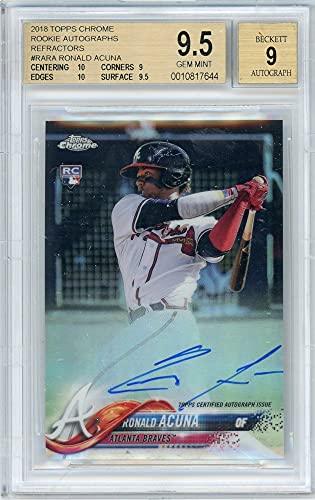 Ronald Acuna 2018 Topps Chrome Rookie Refractor Autograph 095/499 BGS 9.5 - 757 Sports Collectibles