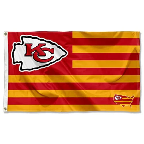WinCraft Kansas City Chiefs USA American Nation Stripes 3x5 Grommet Flag - 757 Sports Collectibles