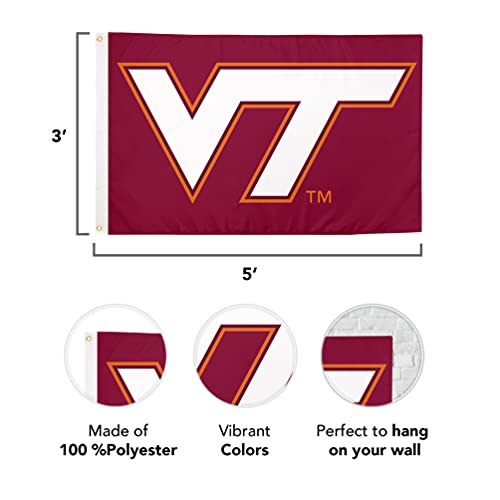Desert Cactus Virginia Tech Flag Hokies VT Flags Banners 100% Polyester Indoor Outdoor 3x5 (Style 1) - 757 Sports Collectibles