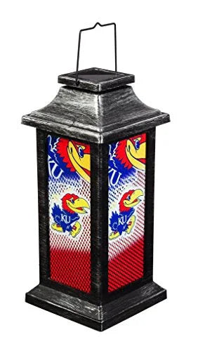 Team Sports America University of Kansas Solar-Powered Outdoor Safe Hanging Garden Lantern - 757 Sports Collectibles