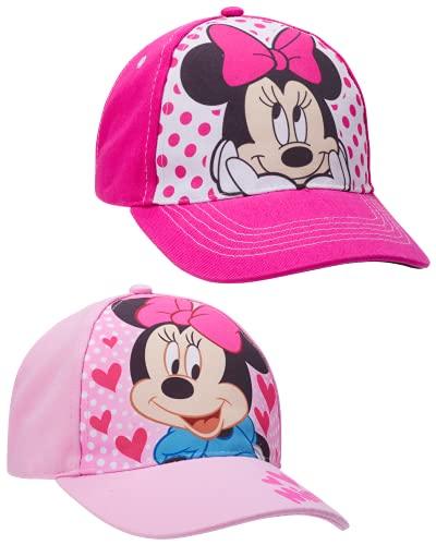Disney Girls 2 Pack Cotton Baseball Cap: Minnie Mouse, Fancy Nancy, Vamperina (Toddler/Little Girls), Size Age 2-4, Minnie Mouse Pink - 757 Sports Collectibles