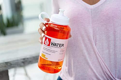 Prescription Water 32 Oz Plastic Water Bottle With Lid - Wide-Mouth, BPA-Free Novelty Hydroflask - Fun, Unique Orange Medicine Bottle With Screwtop Cap Design - Hydration Enthusiast Gift Idea - 757 Sports Collectibles