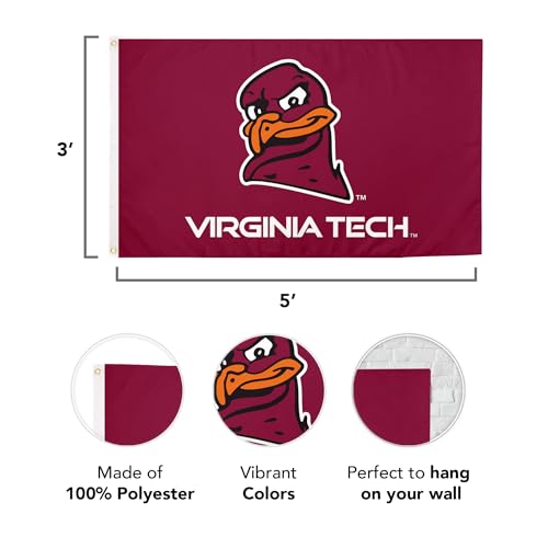 Desert Cactus Virginia Tech Flag Hokies VT Flags Banners 100% Polyester Indoor Outdoor 3x5 (Style 2a) - 757 Sports Collectibles