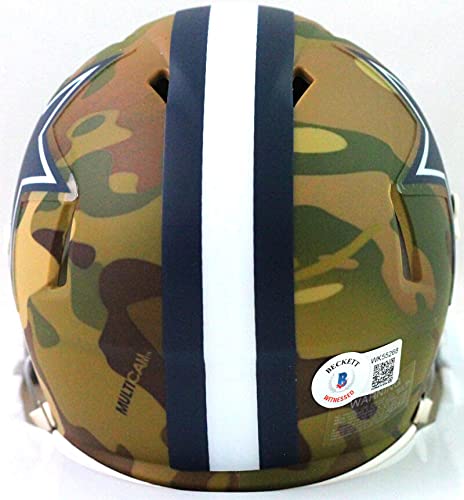 Dak Prescott Autographed Dallas Cowboys Camo Mini Helmet- Beckett W White - 757 Sports Collectibles