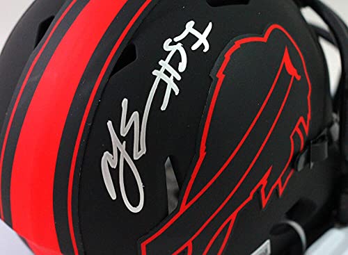 AJ Epenesa Autographed Buffalo Bills Eclipse Speed Mini Helmet- Beckett WSilver - 757 Sports Collectibles