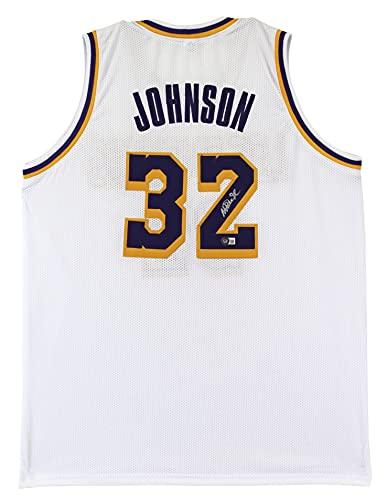 Magic Johnson Authentic Signed White Pro Style Jersey Autographed BAS Witnessed - 757 Sports Collectibles
