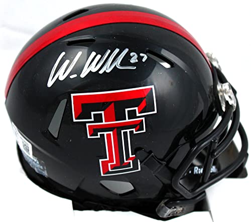 Wes Welker Autographed Texas Tech Speed Mini Helmet-Beckett W Hologram Silver - 757 Sports Collectibles