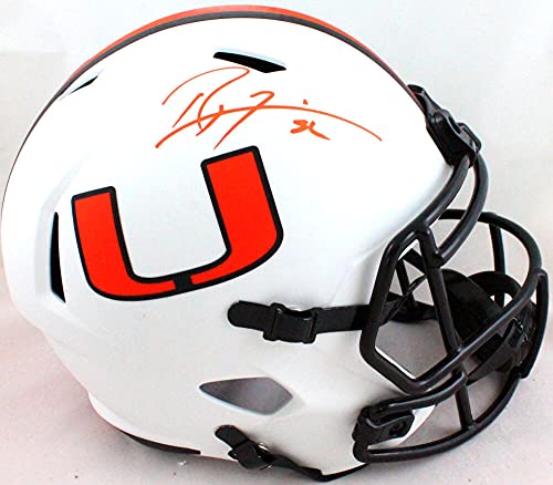 Ray Lewis Autographed Miami Hurricanes Lunar Speed Helmet- Beckett W Orange - 757 Sports Collectibles
