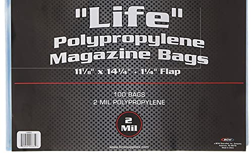 LIFE" Magazine Bags 100 bags 11-1/8" x 14-1/4" + 1-1/4 - 757 Sports Collectibles