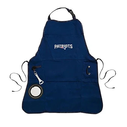 Team Sports America NFL New England Patriots Ultimate Grilling Apron Durable Cotton with Beverage Opener and Multi Tool For Football Fans Fathers Day and More - 757 Sports Collectibles