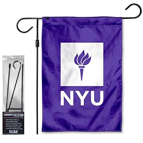 New York University Garden Flag and Flag Stand Holder Flagpole Set - 757 Sports Collectibles