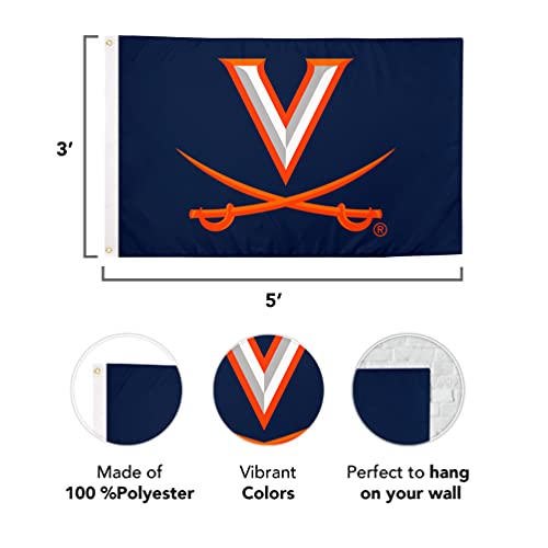 Desert Cactus University of Virginia Flag Cavaliers UVA Wahoos Flags Banners 100% Polyester Indoor Outdoor 3x5 (Style 1) - 757 Sports Collectibles