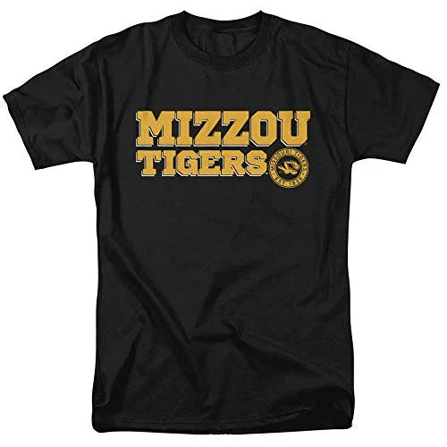 University of Missouri Mizzou Official Block Text Unisex Adult T-Shirt, Black Yellow, Large - 757 Sports Collectibles