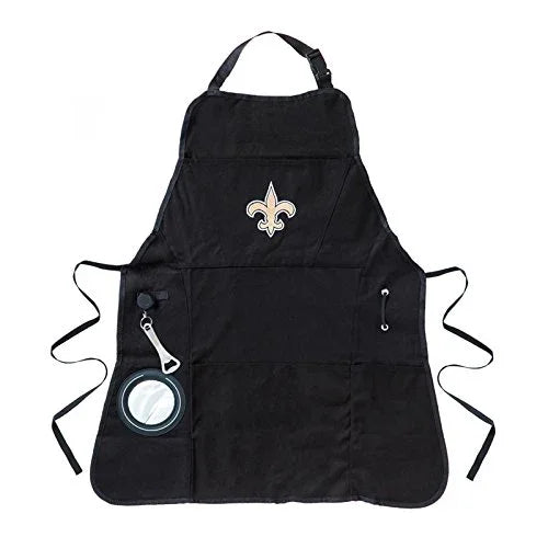 Team Sports America NFL New Orleans Saints Ultimate Grilling Apron Durable Cotton with Beverage Opener and Multi Tool For Football Fans Fathers Day and More - 757 Sports Collectibles