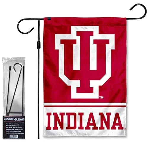 IU Hoosiers Garden Flag and Flag Stand Holder Flagpole Set - 757 Sports Collectibles