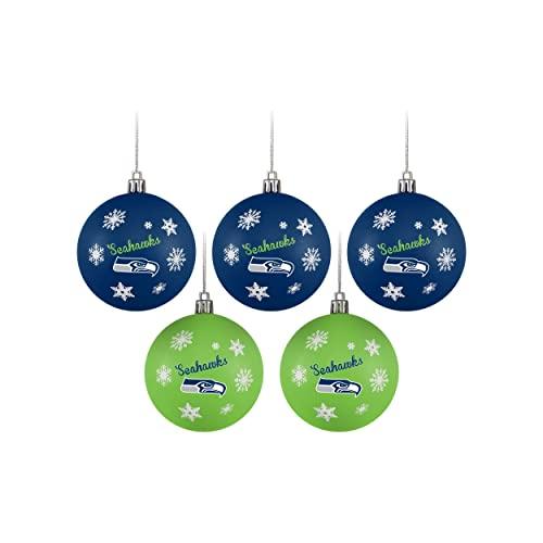 FOCO Seattle Seahawks NFL 5 Pack Shatterproof Ball Ornament Set - 757 Sports Collectibles