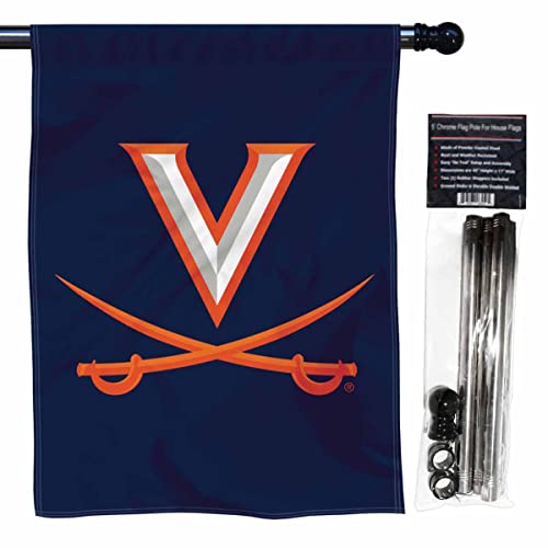 University of Virginia Banner Flag with Flag Pole Set - 757 Sports Collectibles