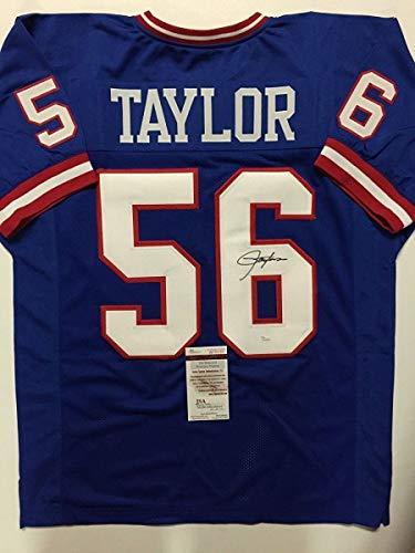 Autographed/Signed Lawrence Taylor New York Blue Football Jersey JSA COA - 757 Sports Collectibles