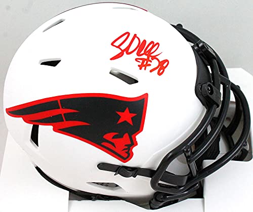 Corey Dillon Autographed New England Patriots Lunar Mini Helmet- Beckett Hologram Red - 757 Sports Collectibles