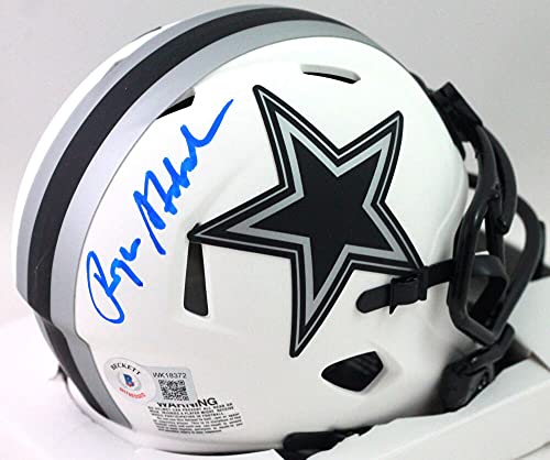 Roger Staubach Autographed Dallas Cowboys Lunar Speed Mini Helmet- Beckett Blue - 757 Sports Collectibles