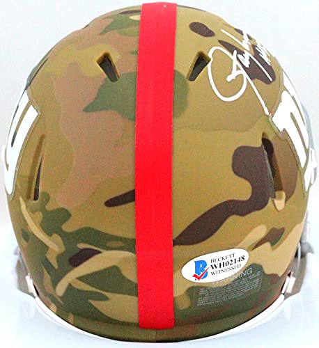 Lawrence Taylor Autographed NY Giants Camo Mini Helmet w/HOF- Beckett W White - 757 Sports Collectibles