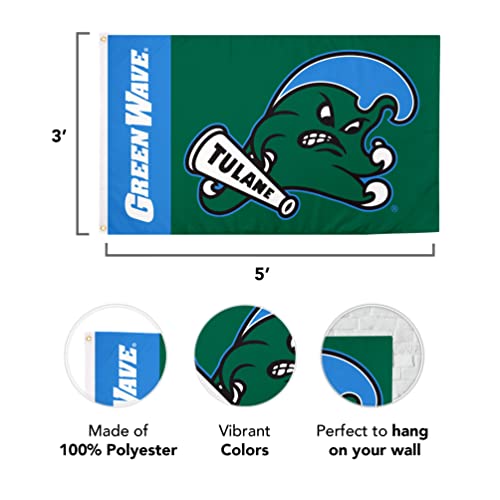 Desert Cactus Tulane University Flag Green Wave Flags Banners 100% Polyester Indoor Outdoor 3x5 (Team Name) - 757 Sports Collectibles