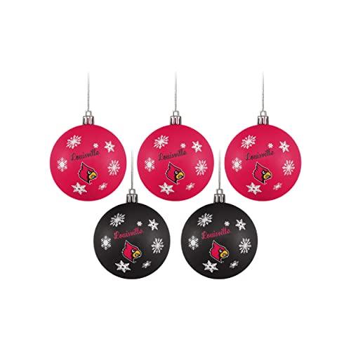 FOCO Louisville Cardinals NCAA 5 Pack Shatterproof Ball Ornament Set - 757 Sports Collectibles