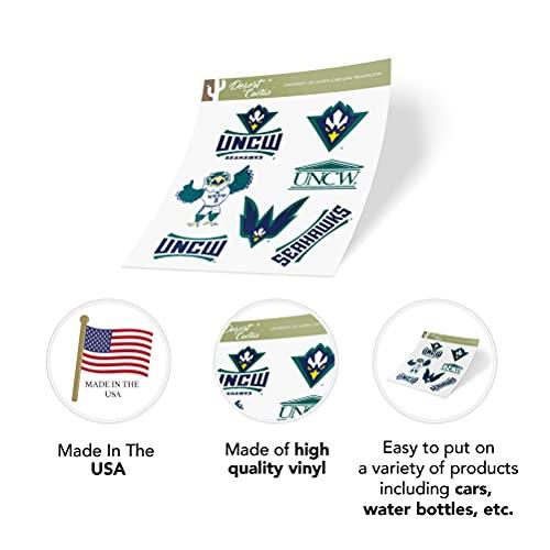 University of North Carolina Wilmington UNCW Seahawks Sticker Vinyl Decal Laptop Water Bottle Car Scrapbook (Type 2 Sheet) - 757 Sports Collectibles