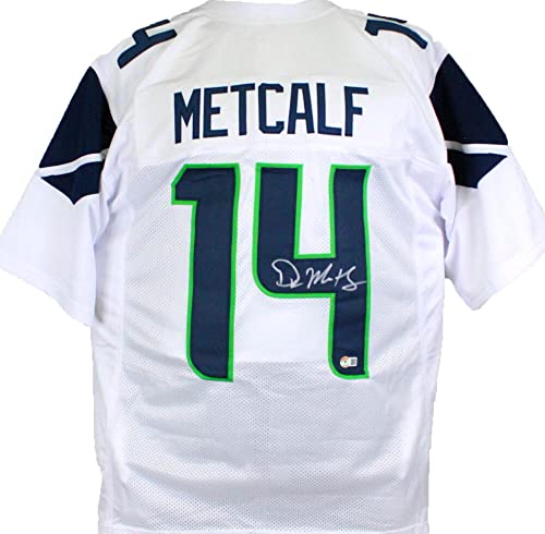 DK Metcalf Autographed White Pro Style Jersey-Beckett W Hologram Silver - 757 Sports Collectibles