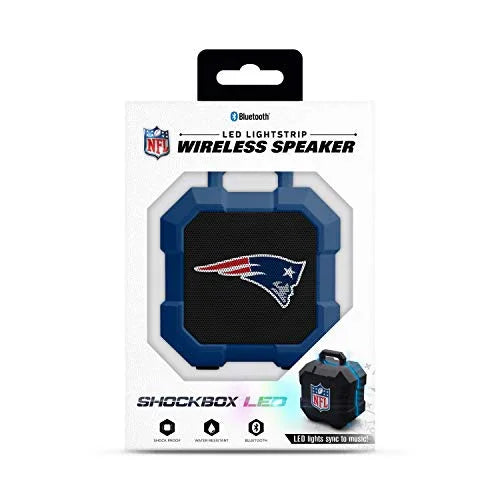 NFL New England Patriots Shockbox LED Wireless Bluetooth Speaker, Team Color - 757 Sports Collectibles