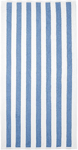 Amazon Basics Cabana Stripe Beach Towel - 2-Pack, Sky Blue - 757 Sports Collectibles