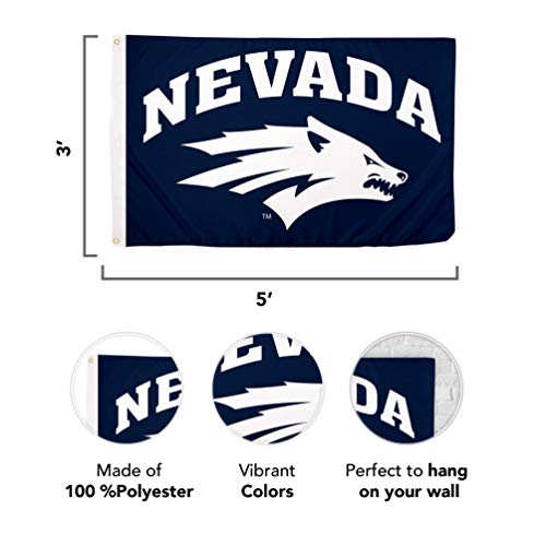 Desert Cactus University of Nevada Reno Flag UNR Wolf Pack Flags Banners 100% Polyester Indoor Outdoor 3x5 (Style 1) - 757 Sports Collectibles