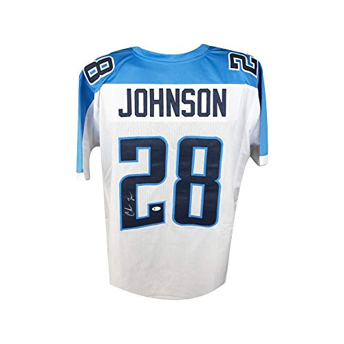 Chris Johnson Autographed Tennessee Titans Custom White Football Jersey - BAS COA - 757 Sports Collectibles