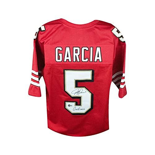 Jeff Garcia Go Niners Autographed San Francisco Custom Red Football Jersey - BAS - 757 Sports Collectibles