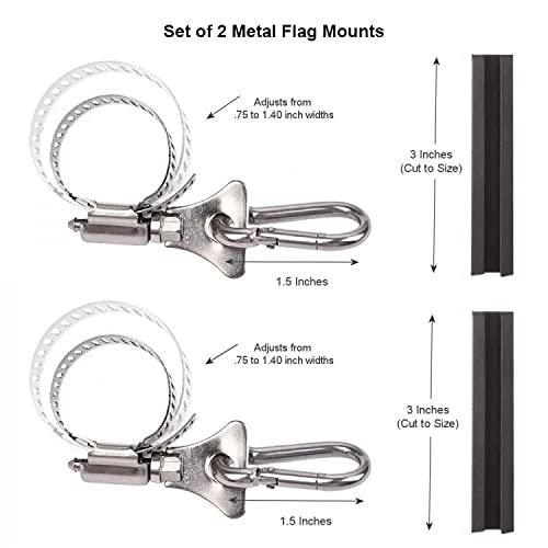 Flag Mounts with Carabiner Clips for Grommet Flags Universal Set of 2 - 757 Sports Collectibles