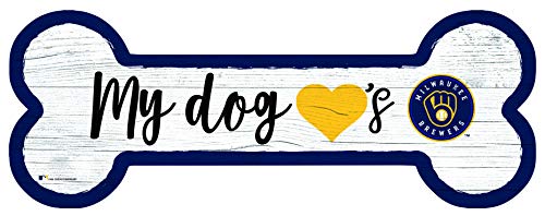 Fan Creations MLB Milwaukee Brewers Unisex Milwaukee Brewers Dog Bone Sign, Team Color, 6 x 12 - 757 Sports Collectibles