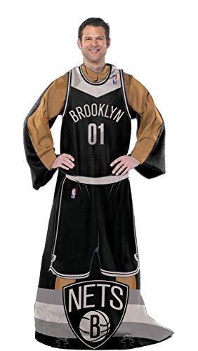 NORTHWEST NBA Brooklyn Nets Full Body "Player" Comfy Throw Blanket with Sleeves, 48" x 71", Team Colors - 757 Sports Collectibles