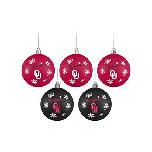 FOCO Oklahoma Sooners NCAA 5 Pack Shatterproof Ball Ornament Set - 757 Sports Collectibles