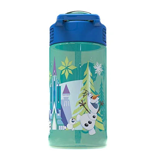 Zak Designs Disney Frozen 2 Kids Spout Cover and Built-in Carrying Loop Made of Plastic, Leak-Proof Water Bottle Design, 16oz, Elsa & Anna - 757 Sports Collectibles
