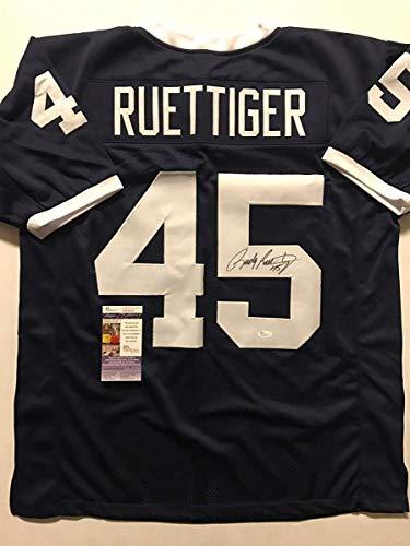 Autographed/Signed Rudy Ruettiger Notre Dame Blue College Football Jersey JSA COA - 757 Sports Collectibles