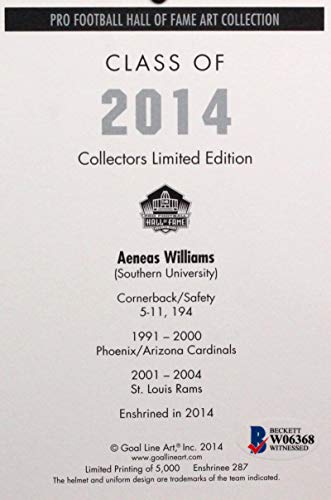 Aeneas Williams Signed Arizona Cardinals Goal Line Art Card W/HOF- Beckett Witness Auth - 757 Sports Collectibles