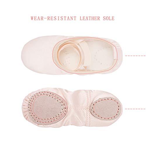 Stelle Girls Ballet Dance Shoes Satin Slippers Gymnastics Flats Split Sole with Ribbon (BP, 10MT) - 757 Sports Collectibles