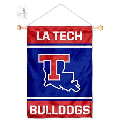 College Flags & Banners Co. Louisiana Tech Bulldogs Window Wall Banner Hanging Flag with Suction Cup - 757 Sports Collectibles