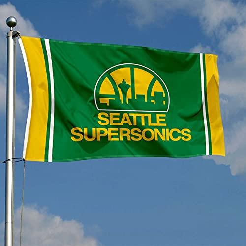 WinCraft Seattle Supersonics Hardwood Vintage Retro Throwback Indoor Outdoor Flag - 757 Sports Collectibles